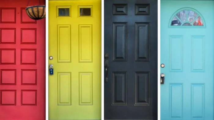 4 different colored doors