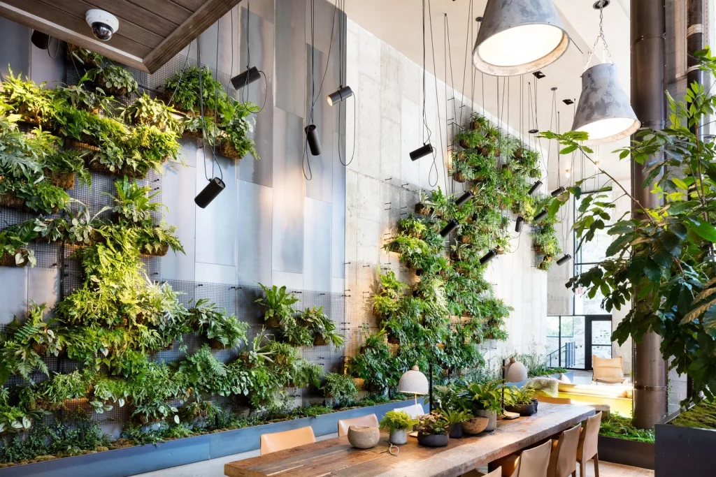 trend for 2023 living wall with greenery and plants on a wall in a house
