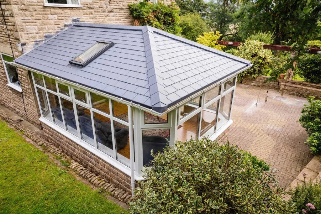 Tiled conservatory roof with roof light