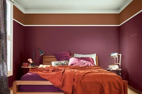 Purple and red bedroom colour palette