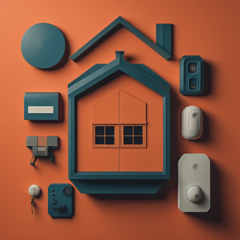 AI image of house and security devices around it
