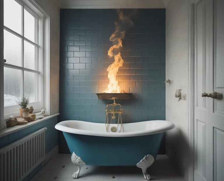 Abstract image to depict bathroom heating showing a fire on the wall