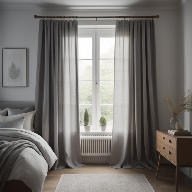 grey linen bedroom curtains