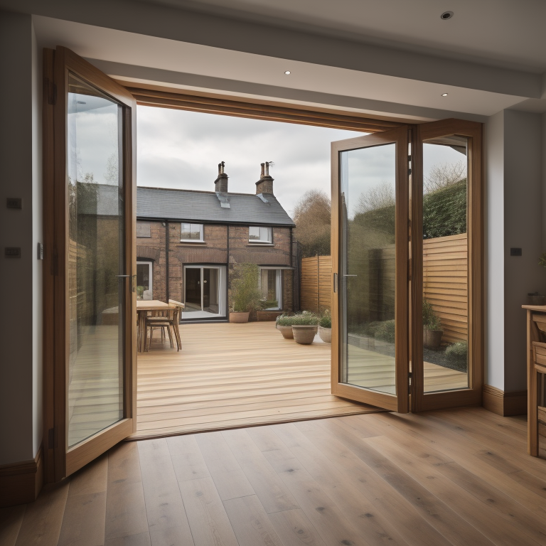 timber bifold door from inside house