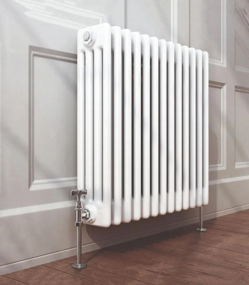 White column radiator which is horizontal