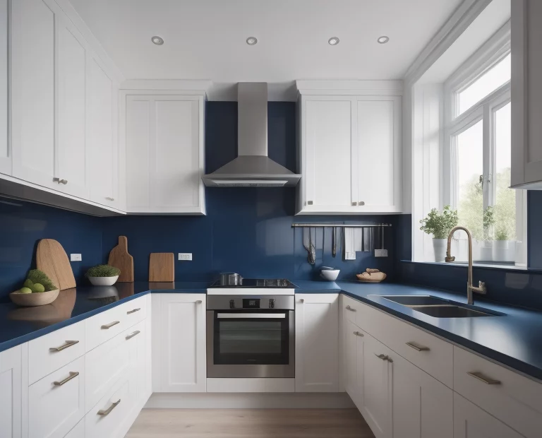 navy blue coloured kitchen worktops