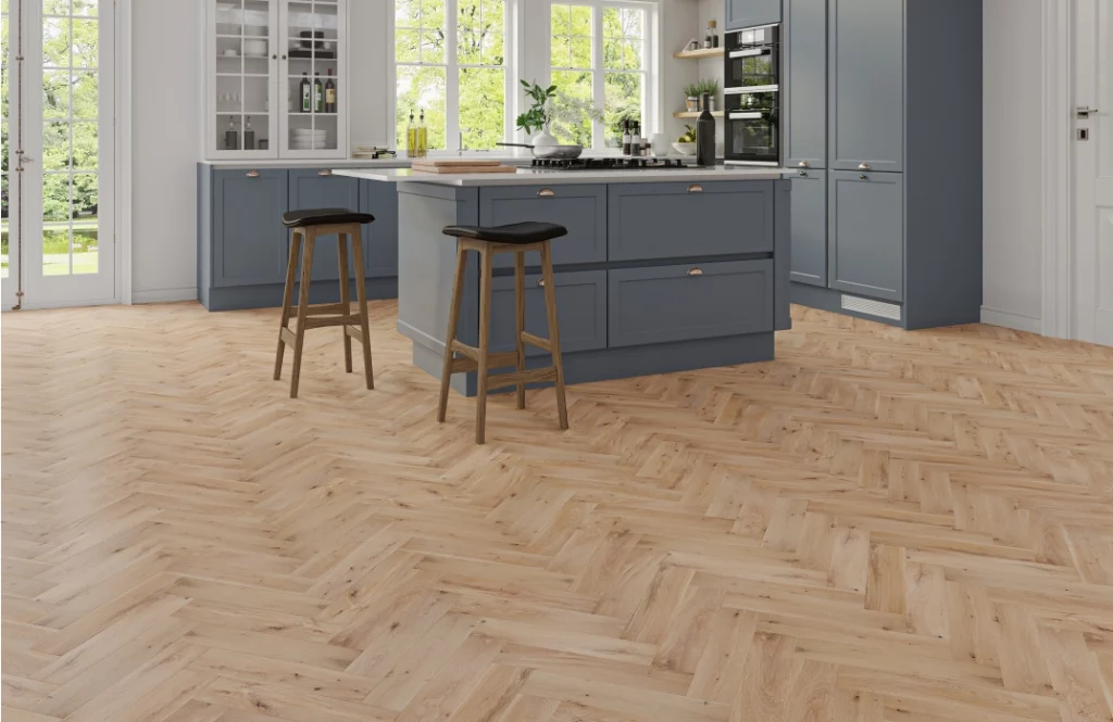 herringbone pattern kitchen floor tiles