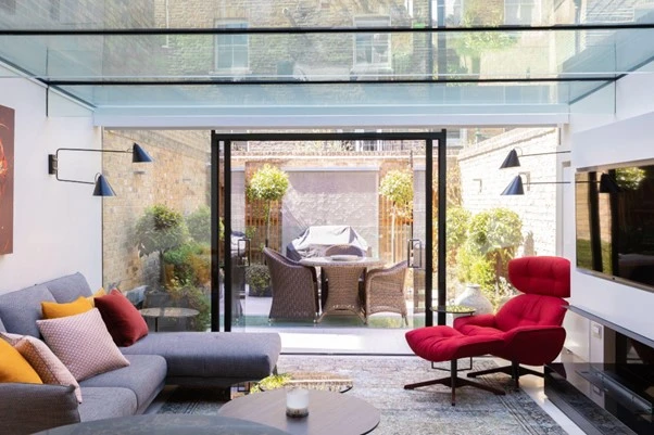 A bright sitting area located in built-up London
