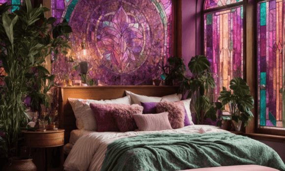 bohemian bliss bedroom idea. Bold colours on the walls and bedding