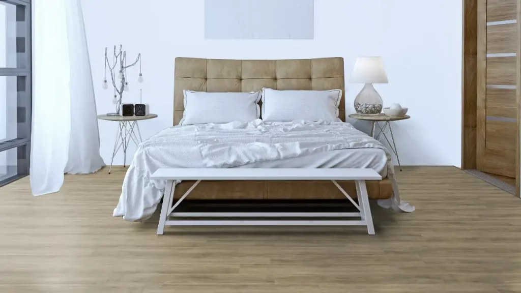 Natural Oak design LVT flooring in bedroom